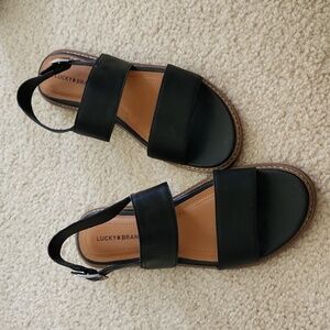 NWOT Lucky Brand Black Leather Sandals